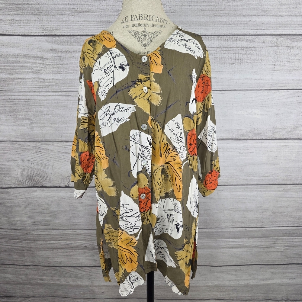 Suziko By Jessica French Patterned Floral Button-Up Women's Long Sleeve Blouse